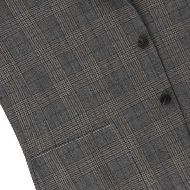 De Petrillo Single-Breasted Glencheck Wool and Silk-Blend Jacket in Light Grey. Exclusively Made for Sartale - SARTALE