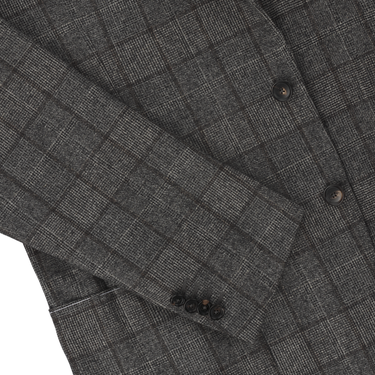 De Petrillo Single-Breasted Checked Wool Jacket in Grey. Exclusively Made for Sartale - SARTALE