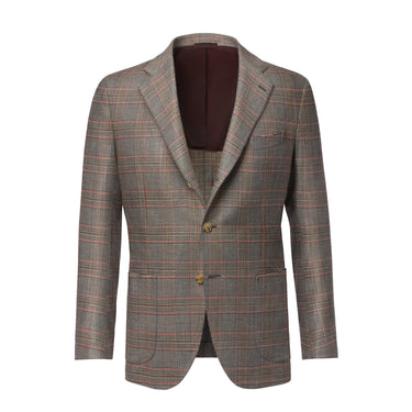De Petrillo Single-Breasted Glencheck Wool Jacket in Grey. Exclusively Made for Sartale - SARTALE