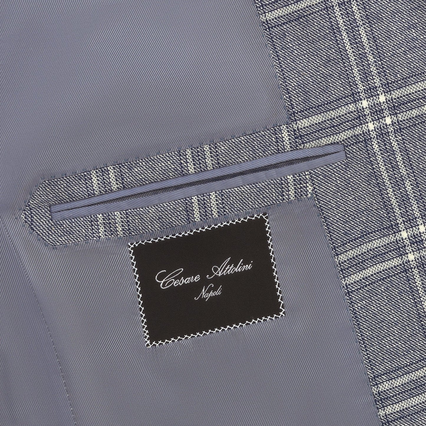 Cesare Attolini Single-Breasted Wool and Silk-Blend Checked Jacket in Light Blue - SARTALE