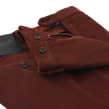 Marco Pescarolo Slim-Fit Stretch-Cotton and Cashmere-Blend Velvet Trousers in Brick Red - SARTALE