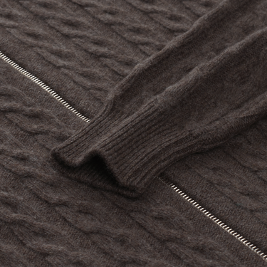 Kiton Cashmere Zip-Up Cardigan in Hazelnut - SARTALE