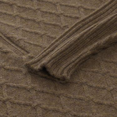 Kiton Cashmere High-Neck Sweater with Half-Zip in Olive Green - SARTALE