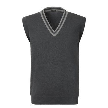Kiton Jersey-Cotton V-Neck Gilet in Dark Grey - SARTALE