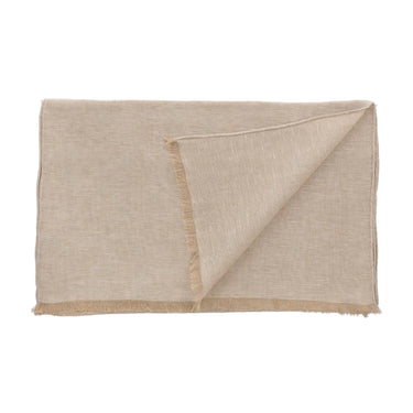 Bigi Fringed Linen Scarf in Cream Beige - SARTALE