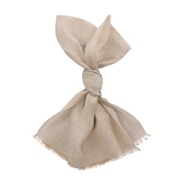 Bigi Fringed Linen Scarf in Cream Beige - SARTALE