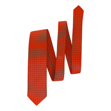 Bigi Plain Hand Printed Silk Tie in Orange Red - SARTALE