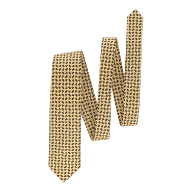 Bigi Plain Hand Printed Silk Tie in Yellow - SARTALE
