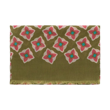 Bigi Printed Wool and Cotton Scarf in Green - SARTALE
