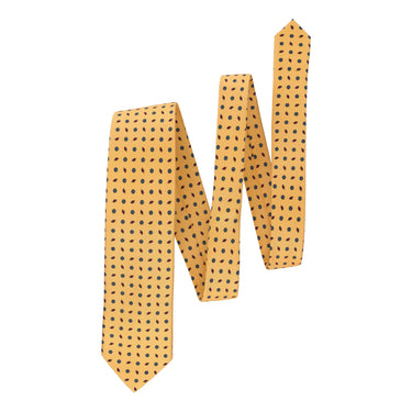Bigi Printed Yellow Tie with Leaf Design - SARTALE