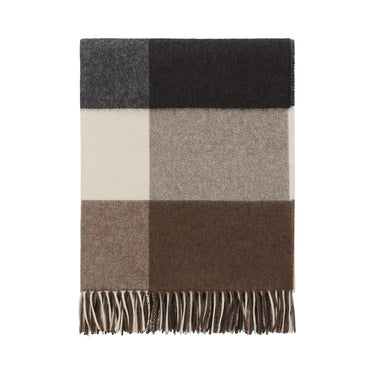 Bontoni Fringed Checked Marroni Cashmere Plaid - SARTALE