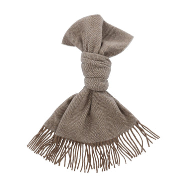 Bontoni Herringbone Brown Cashmere Scarf - SARTALE