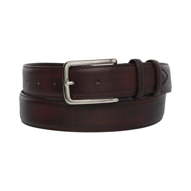 Bontoni Pebble Grain Leather Belt in Vinnacio Scuro - SARTALE