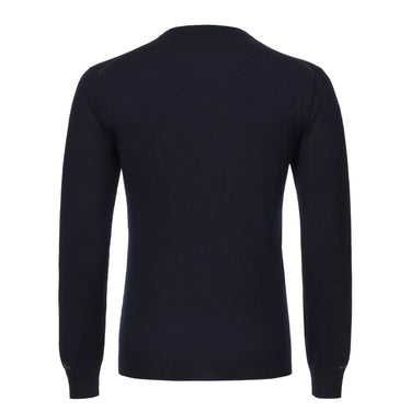 Cruciani Cashmere Blend Sweater in Dark Blue with Grey Details - SARTALE