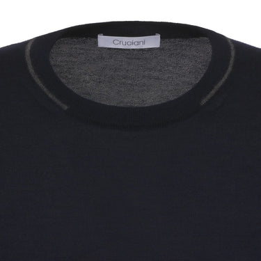 Cruciani Cashmere Blend Sweater in Dark Blue with Grey Details - SARTALE