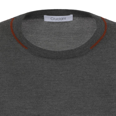 Cruciani Cashmere Blend Sweater in Grey with Red Details - SARTALE