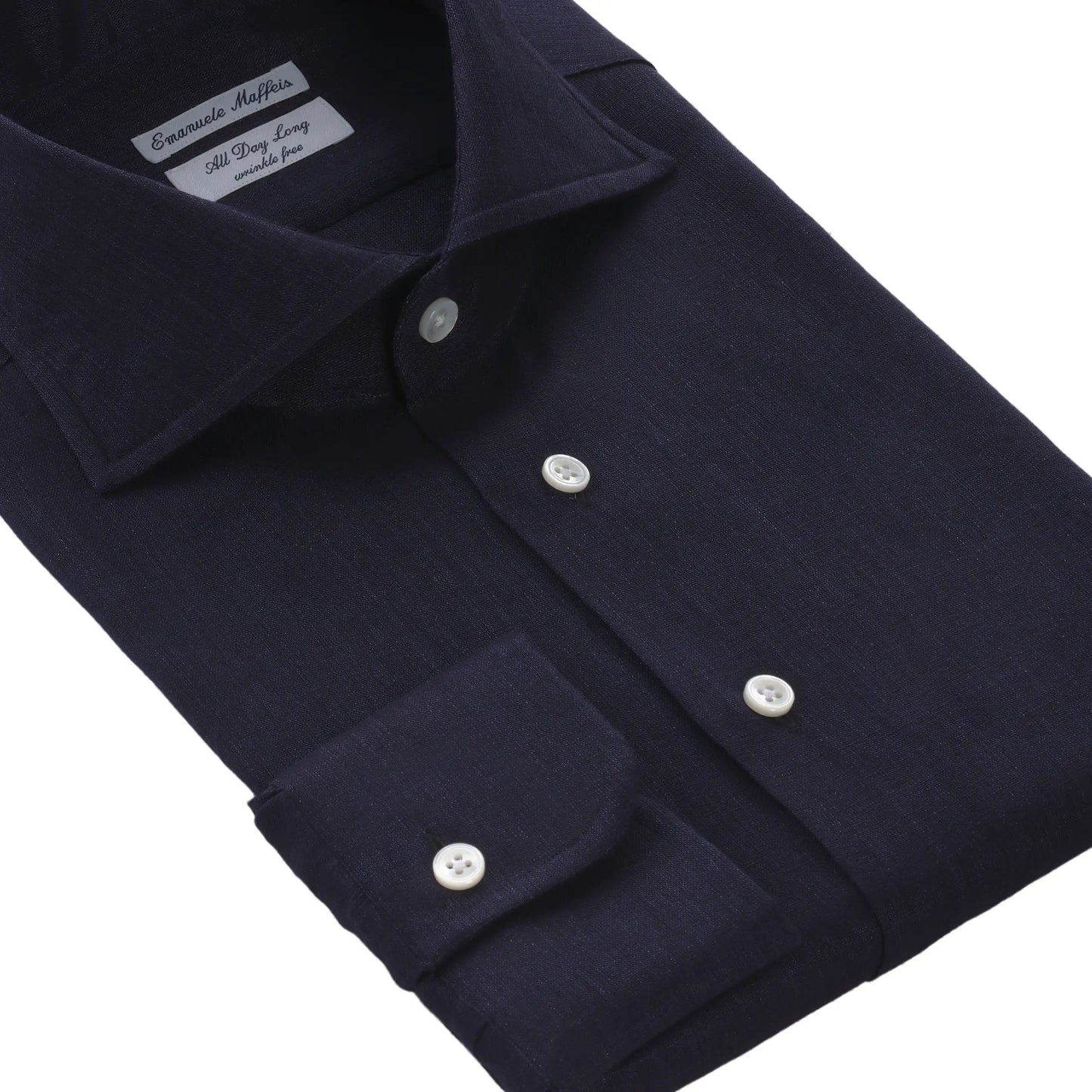 Emanuele Maffeis "All Day Long" Linen Shirt in Dark Blue - SARTALE