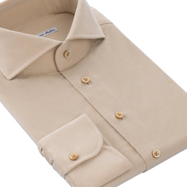 Emanuele Maffeis Cotton Velvet Shirt in Camel Beige - SARTALE