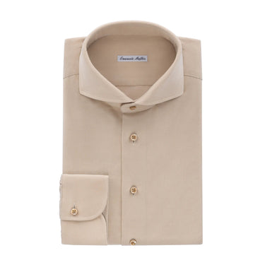 Emanuele Maffeis Cotton Velvet Shirt in Camel Beige - SARTALE