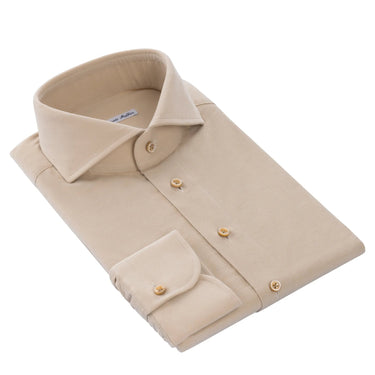 Emanuele Maffeis Cotton Velvet Shirt in Camel Beige - SARTALE