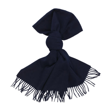 Emanuele Maffeis Fringed Wool Scarf in Navy Blue - SARTALE