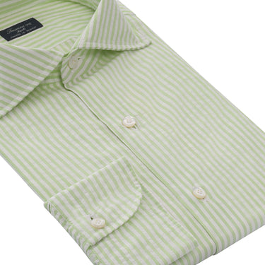 Finamore Classic Napoli Cotton Shirt with Striped Sticks in Green - SARTALE