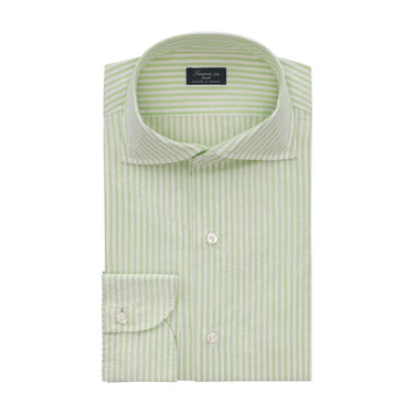 Finamore Classic Napoli Cotton Shirt with Striped Sticks in Green - SARTALE