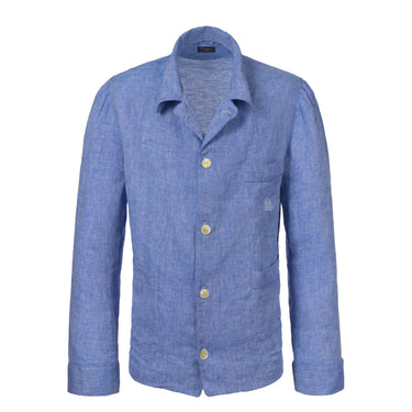 Finamore Linen Fabric Pajamas in Light Blue - SARTALE