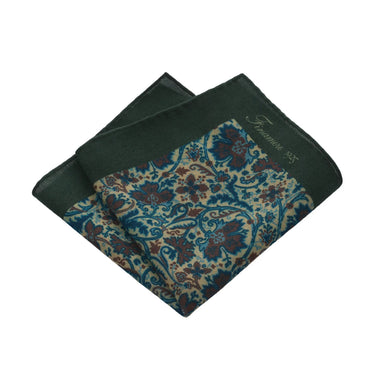 Finamore Printed Wool-Blend Green Pocket Square - SARTALE