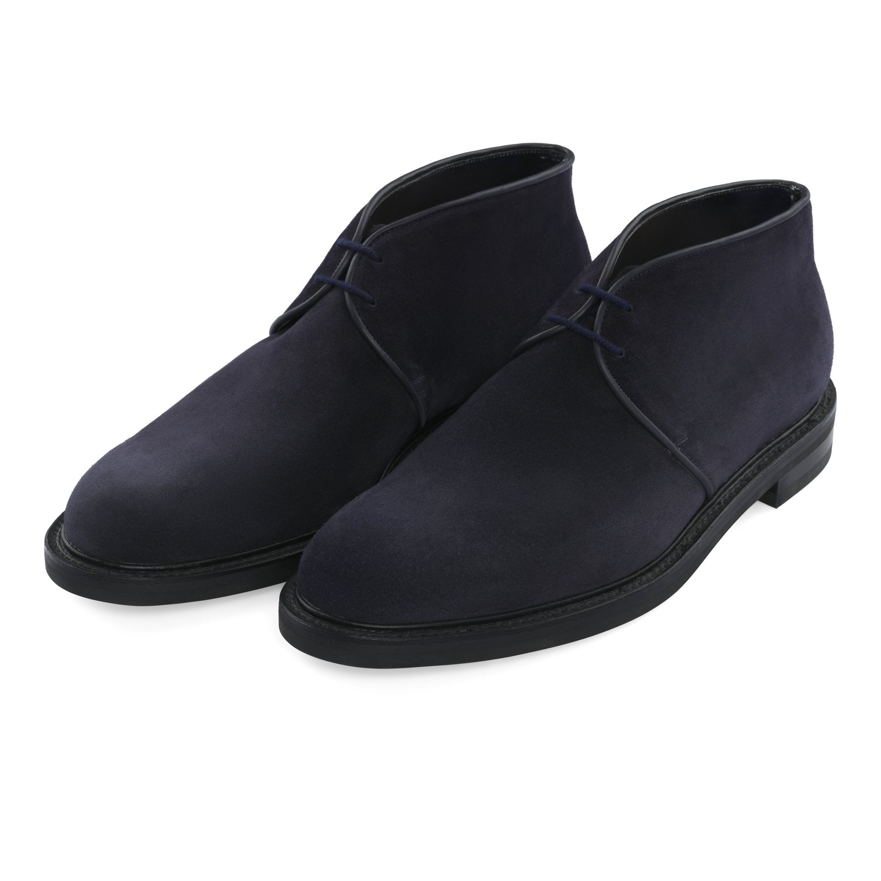 "Grove" Two-Eyelet Suede Chukka Boot in Navy Blue