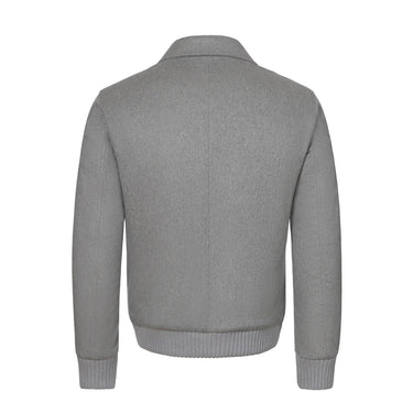 Kired Cashmere and Fur Bomber with Detachable Fur Collar in Light Grey - SARTALE