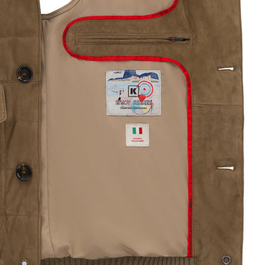 Kired Leather Gilet in Taupe - SARTALE