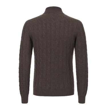 Kiton Cashmere Zip-Up Cardigan in Chocolate Brown - SARTALE