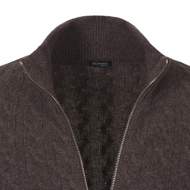 Kiton Cashmere Zip-Up Cardigan in Chocolate Brown - SARTALE