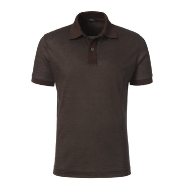 Kiton Linen and Cotton-Blend Polo Shirt in Dark Brown - SARTALE