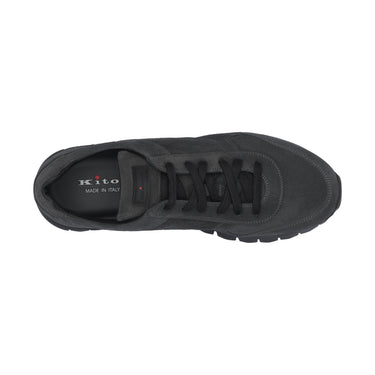 Kiton Logo Leather Sneakers in Grigio Grey - SARTALE