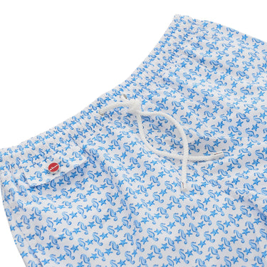Kiton Marine Life Swim Shorts in White and Blue - SARTALE