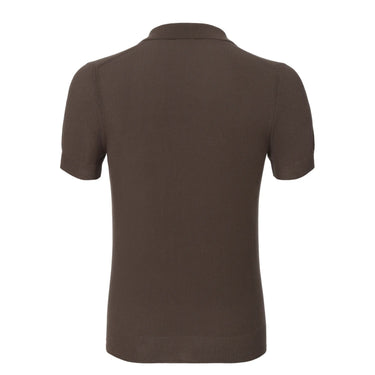 Malo Cotton Knitted Polo in Brown - SARTALE