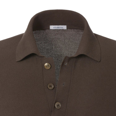 Malo Cotton Knitted Polo in Brown - SARTALE
