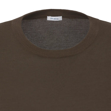 Malo Cotton T-Shirt Sweater in Earth Brown - SARTALE
