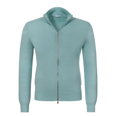 Malo Cotton Zip-Up Sweater in Light Blue - SARTALE
