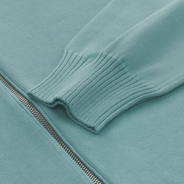 Malo Cotton Zip-Up Sweater in Light Blue - SARTALE