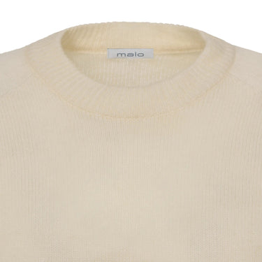 Malo Knitted Cashmere Cream White Sweater - SARTALE