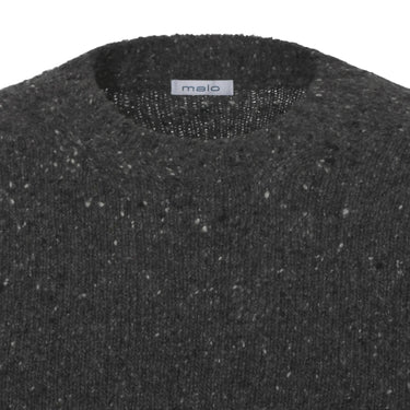 Malo Knitted Cashmere Grey Melange Sweater - SARTALE