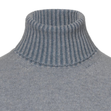 Malo Knitted Turtleneck Sweater in Light Blue - SARTALE