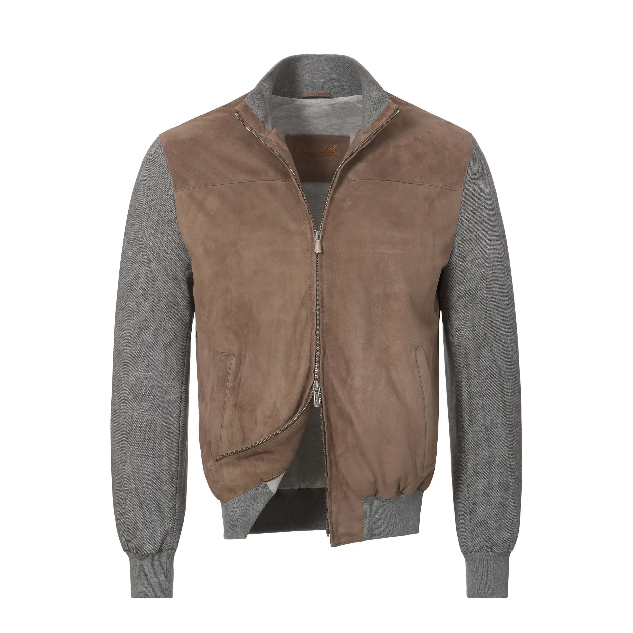 Leather Blouson in Taupe