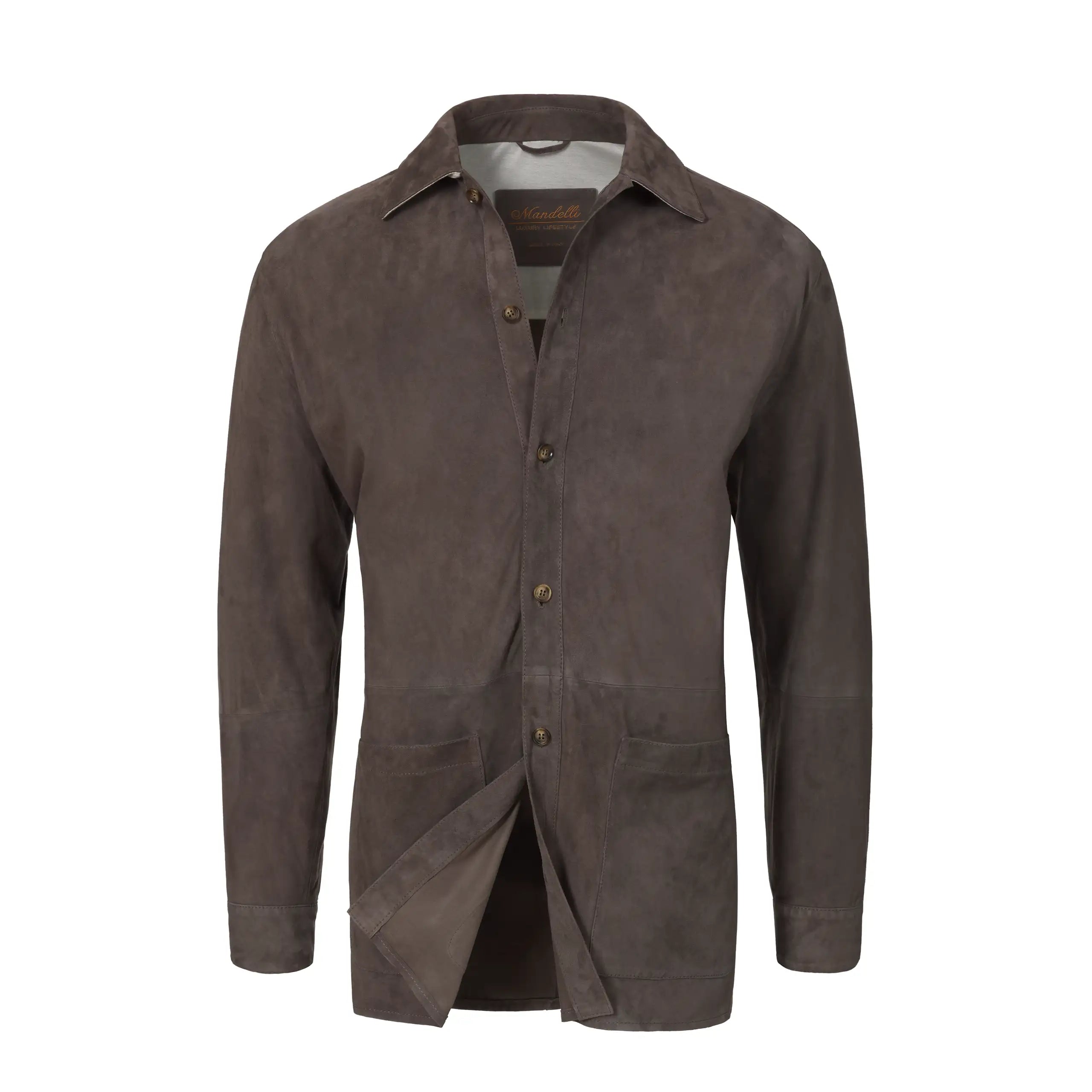 Leather Overshirt in Graphite