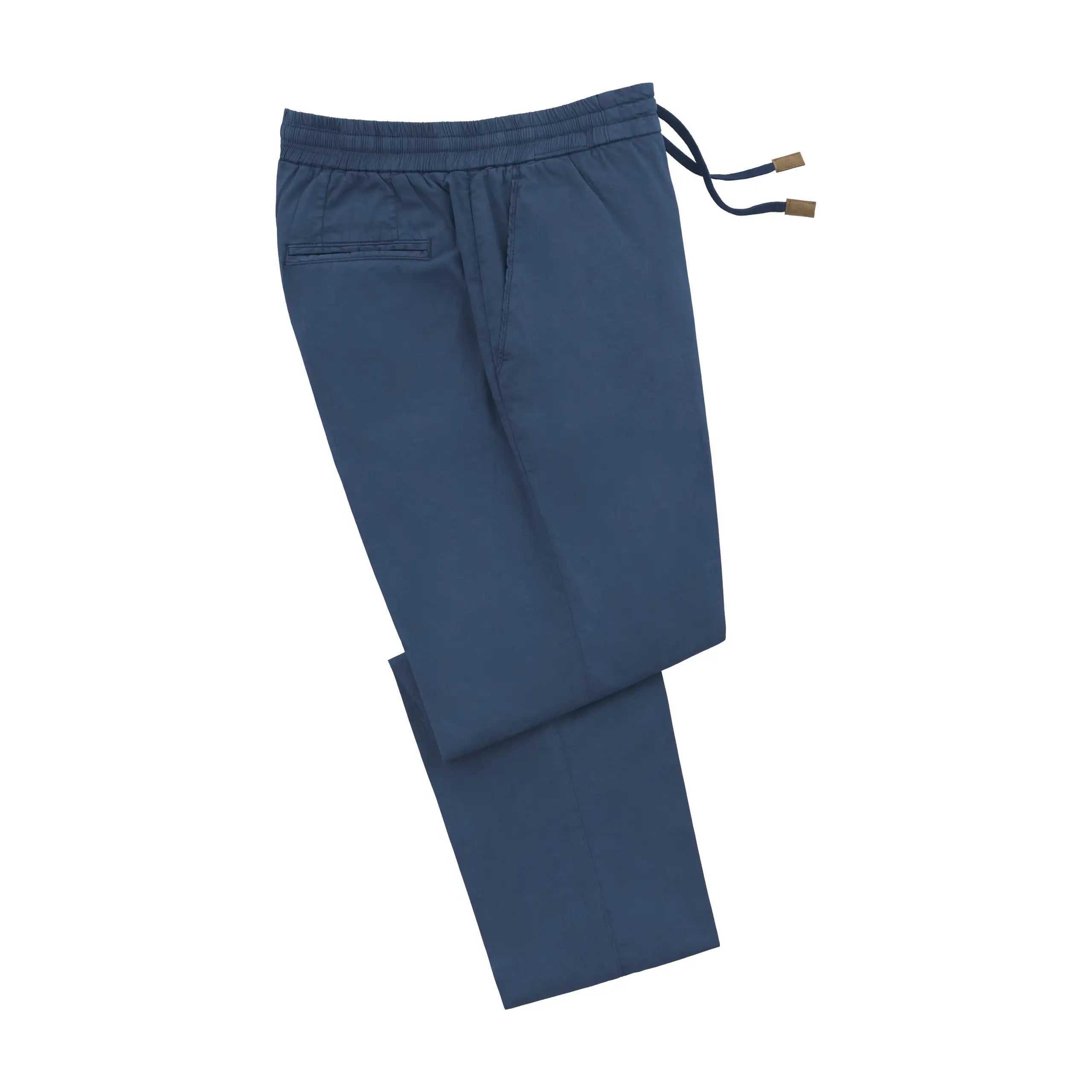 Cotton-Silk Blend Trousers in Blue