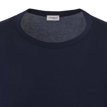 Zimmerli Crew-Neck Long Sleeve T-Shirt in Navy Blue - SARTALE