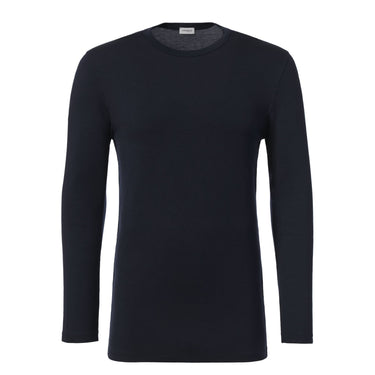 Zimmerli Crew-Neck T-Shirt with Long Sleeve in Dark Blue - SARTALE
